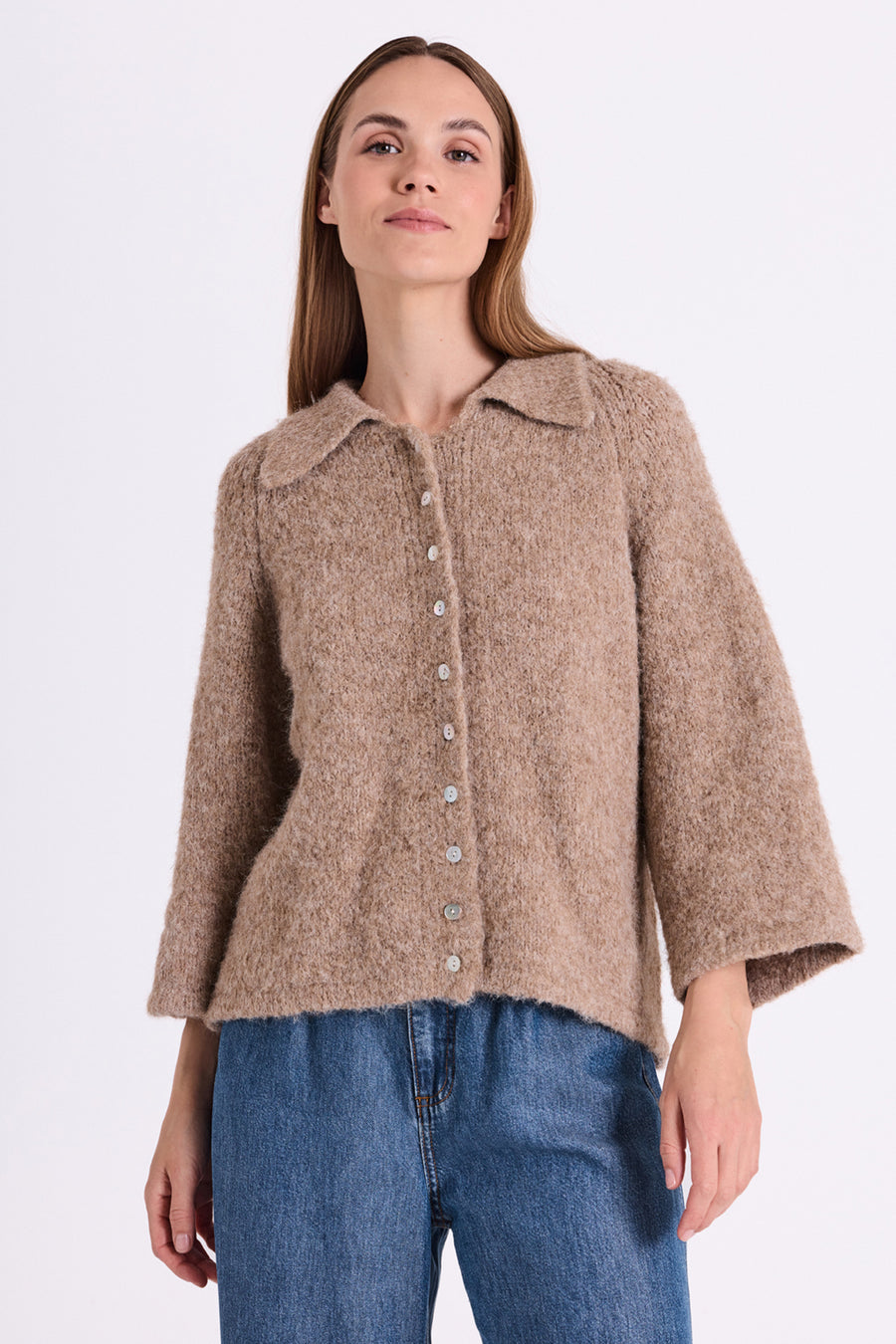 FQGRSLULU - CARDIGAN - BEIGE