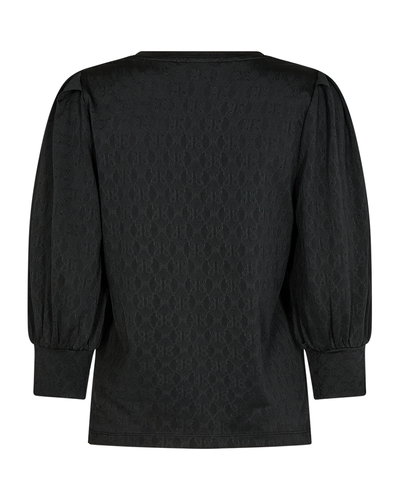 FQBLOND - BLUSE MED BALLONÆRMER - SORT