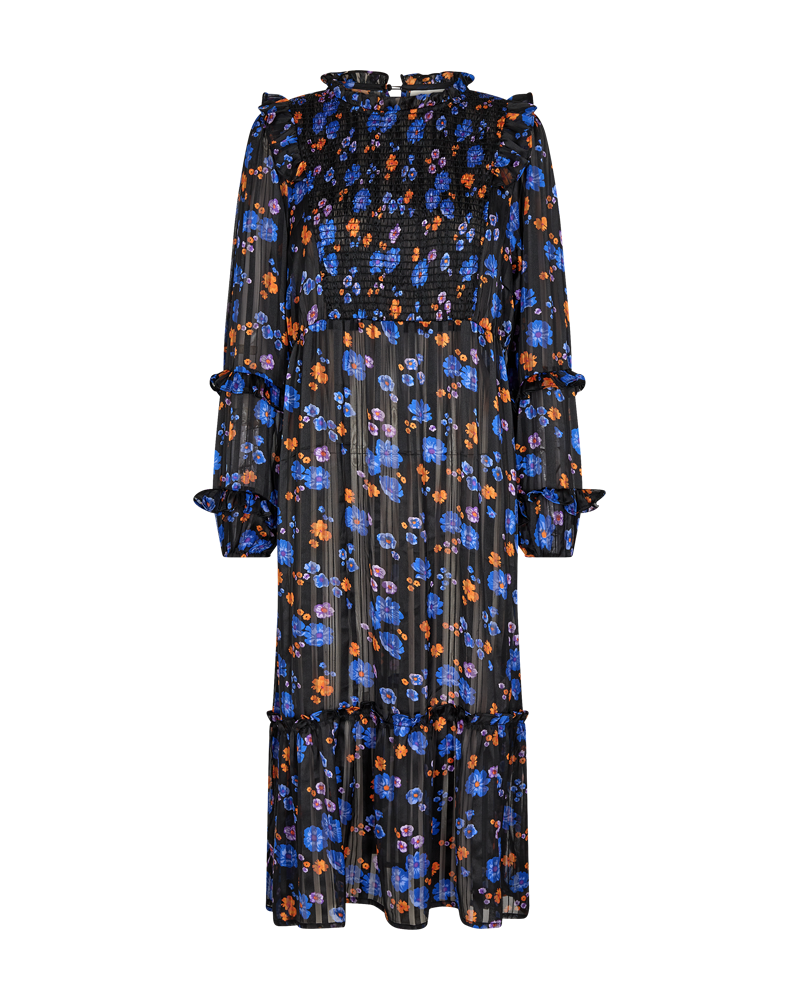FQPAULIN - Kjole med blomsterprint - BLÅ