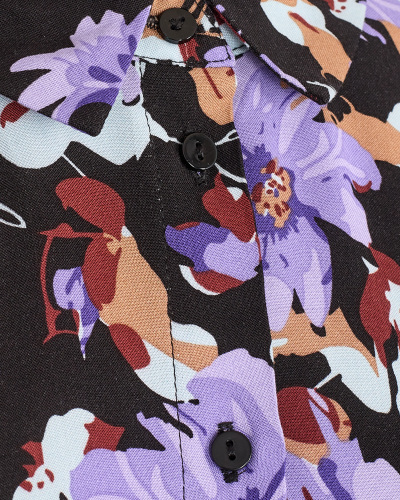 FQADNEY - Kjole med blomsterprint - SORT