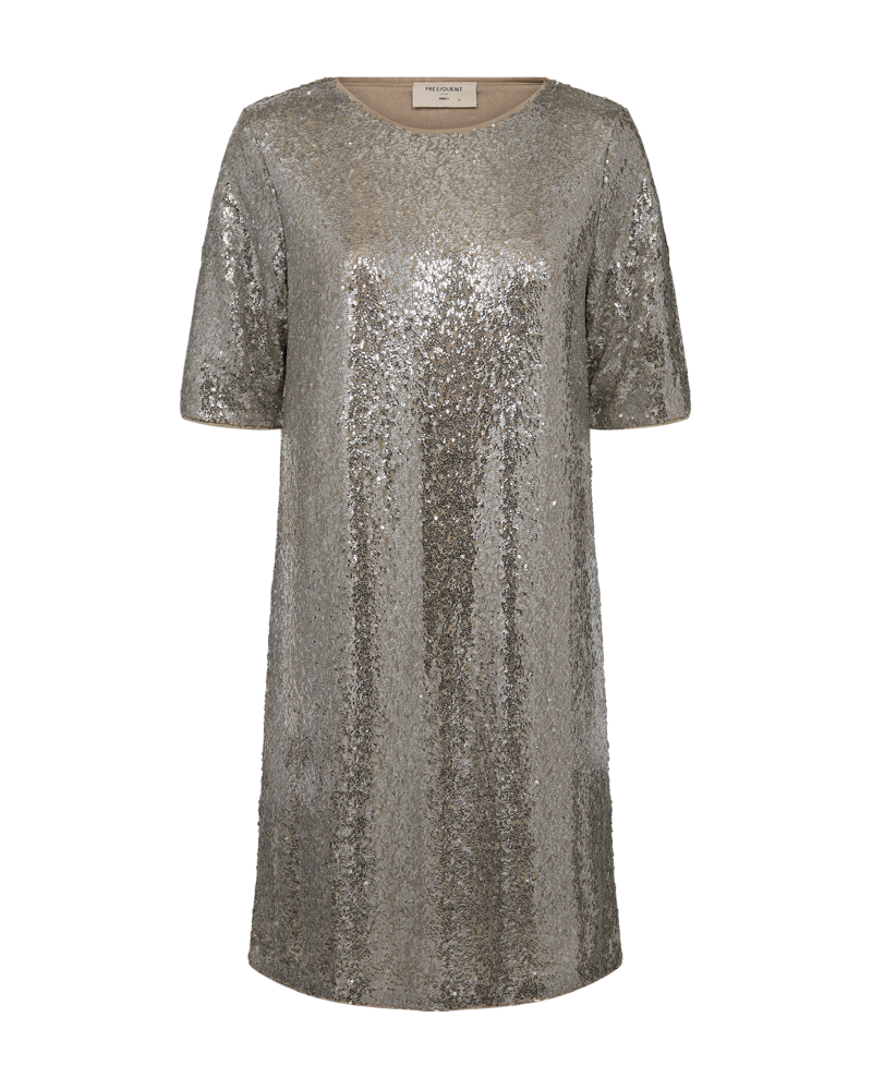 FQBASAL - KJOLE MED PAILLETTER - BEIGE OG GRÅ