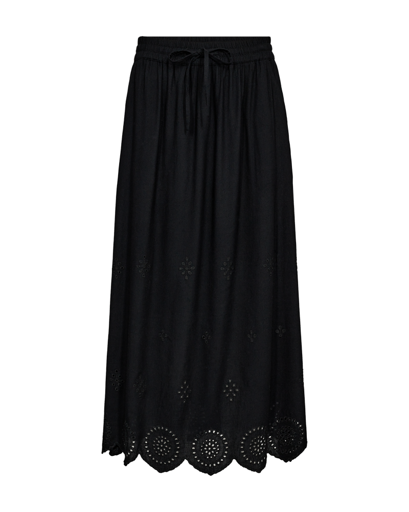 FQLINUS - NEDERDEL MED BRODERI ANGLAISE - SORT