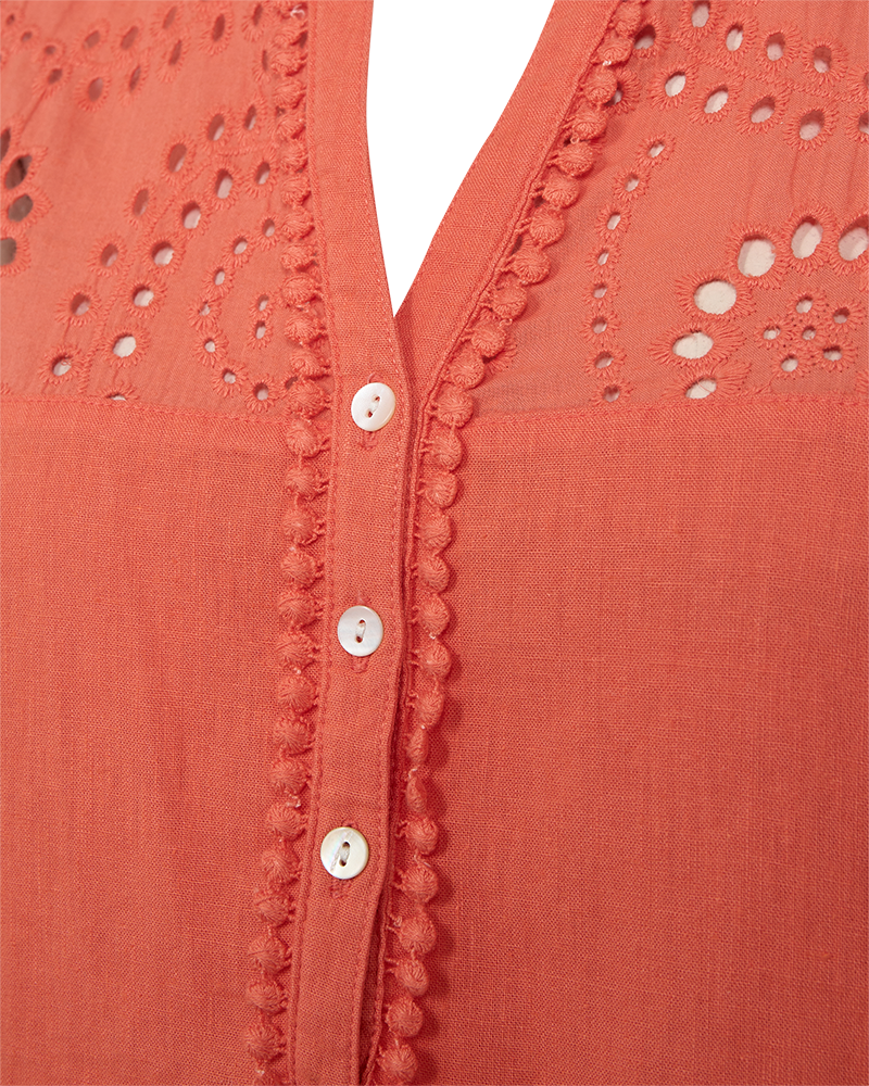 FQLOUIS - BLUSE MED BLONDER - ORANGE