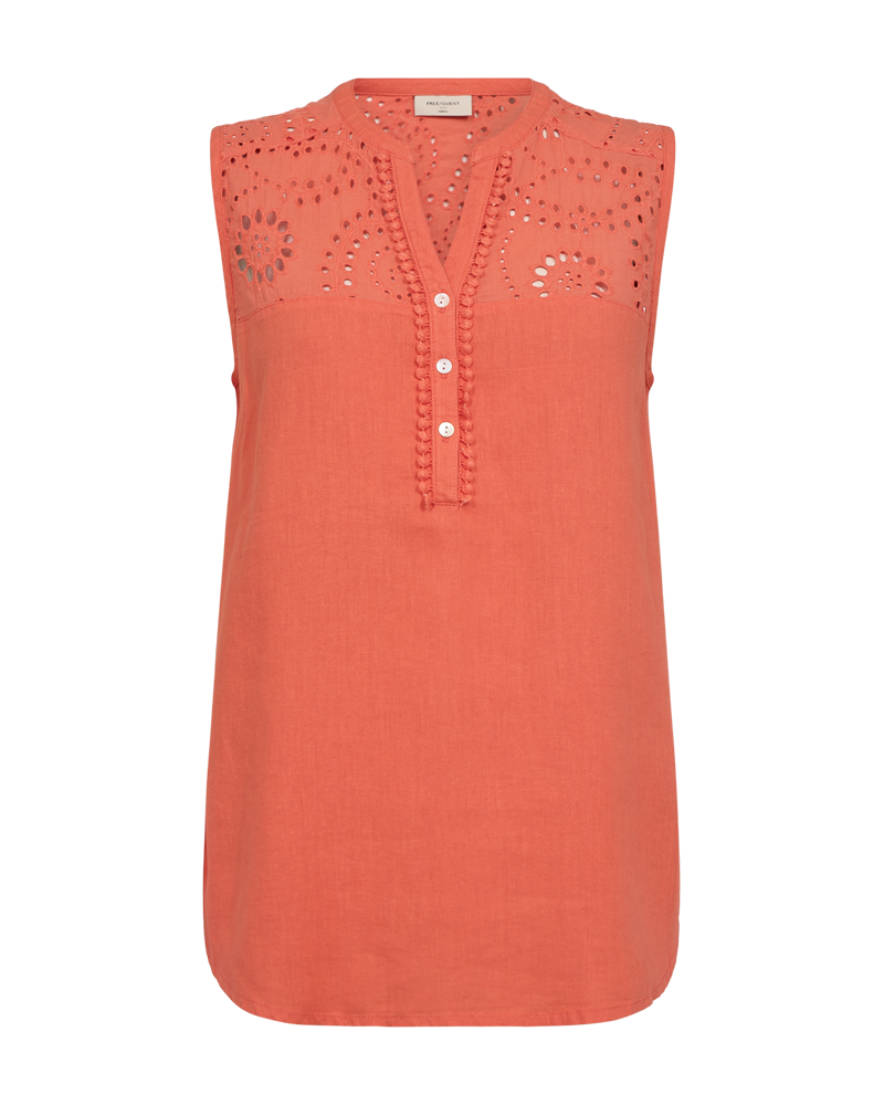 FQLOUIS - BLUSE MED BLONDER - ORANGE