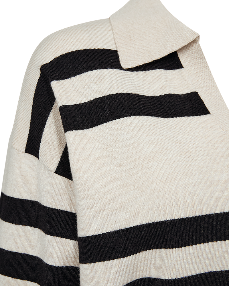 FQFLOW - STRIBET PULLOVER - BEIGE OG SORT