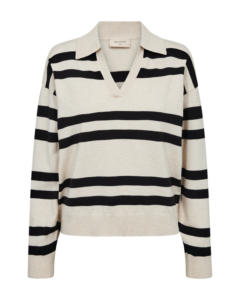 FQFLOW - STRIBET PULLOVER - BEIGE OG SORT
